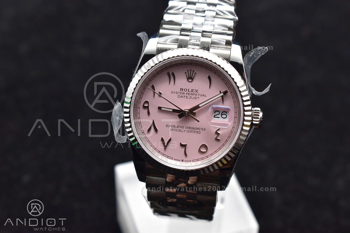 DateJust 36 SS DIWF 1:1 Best Edition 904L Steel Pink Arabic Dial on Jubilee Bracelet SA3235